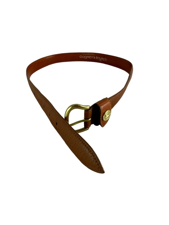 Vintage Dooney & Bourke All-Weather Tan Pebbled Leather Unisex Dress Belt 30-32 main image 4